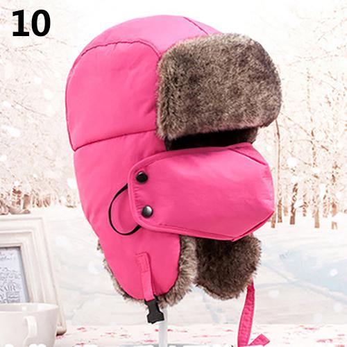 Fashion Men Women Winter Warm Trapper Ear Flap Ushanka Hat with Wind Proof Mask - MRSLM