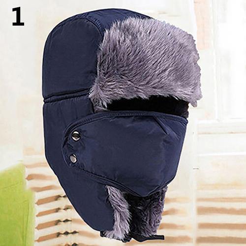 Fashion Men Women Winter Warm Trapper Ear Flap Ushanka Hat with Wind Proof Mask - MRSLM