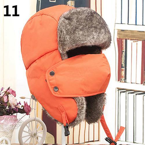 Fashion Men Women Winter Warm Trapper Ear Flap Ushanka Hat with Wind Proof Mask - MRSLM