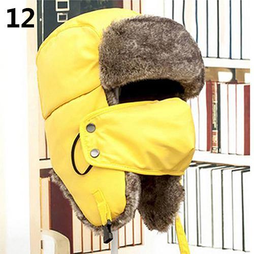 Fashion Men Women Winter Warm Trapper Ear Flap Ushanka Hat with Wind Proof Mask - MRSLM