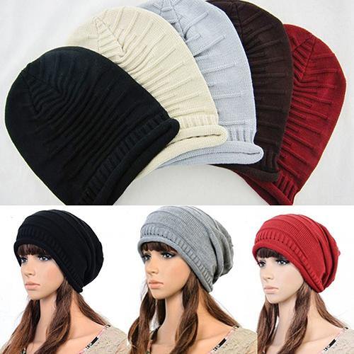 Women Men Knitted Winter Warm Ski Crochet Slouch Beanie Hat Casual Hip Hop Cap - MRSLM