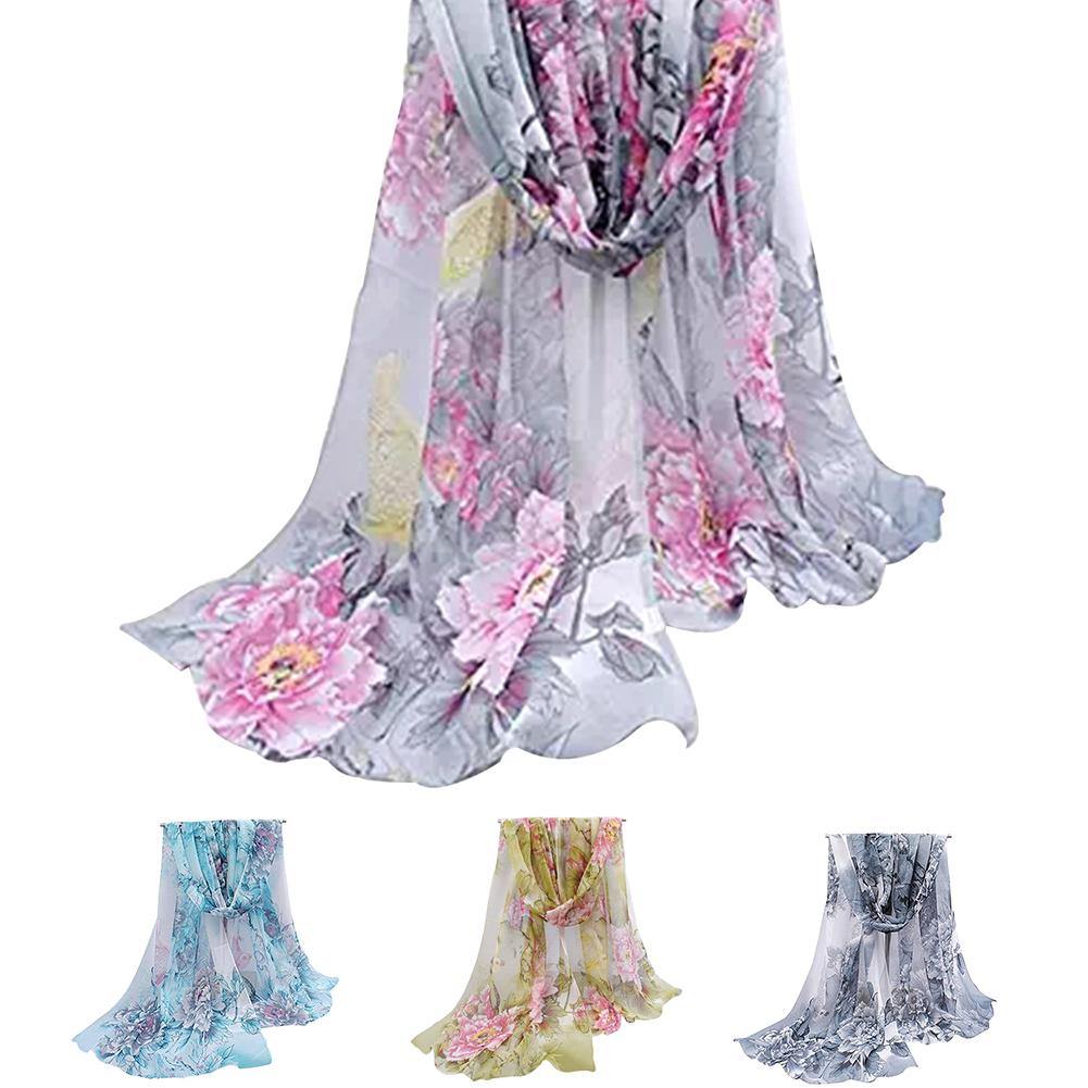 Lady Fashion Floral Pattern Soft Long Chiffon Muffle Charming Scarf Shawl Stole - MRSLM