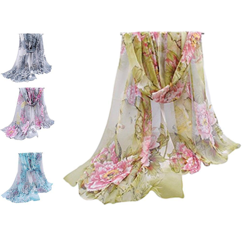 Lady Fashion Floral Pattern Soft Long Chiffon Muffle Charming Scarf Shawl Stole - MRSLM