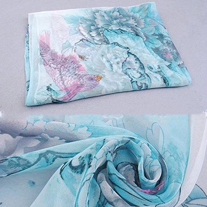 Lady Fashion Floral Pattern Soft Long Chiffon Muffle Charming Scarf Shawl Stole - MRSLM