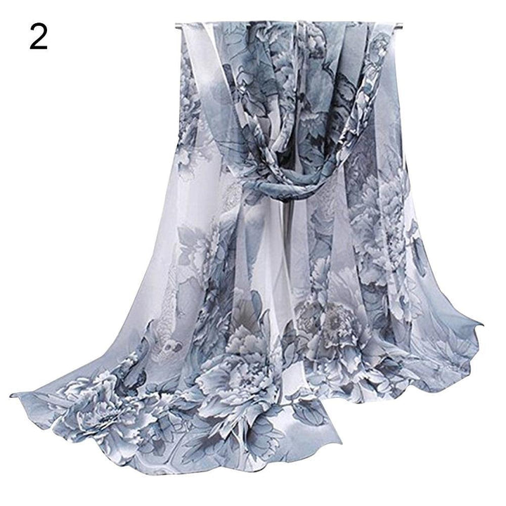 Lady Fashion Floral Pattern Soft Long Chiffon Muffle Charming Scarf Shawl Stole - MRSLM