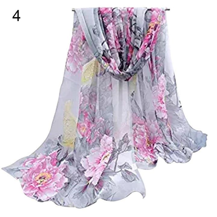 Lady Fashion Floral Pattern Soft Long Chiffon Muffle Charming Scarf Shawl Stole - MRSLM