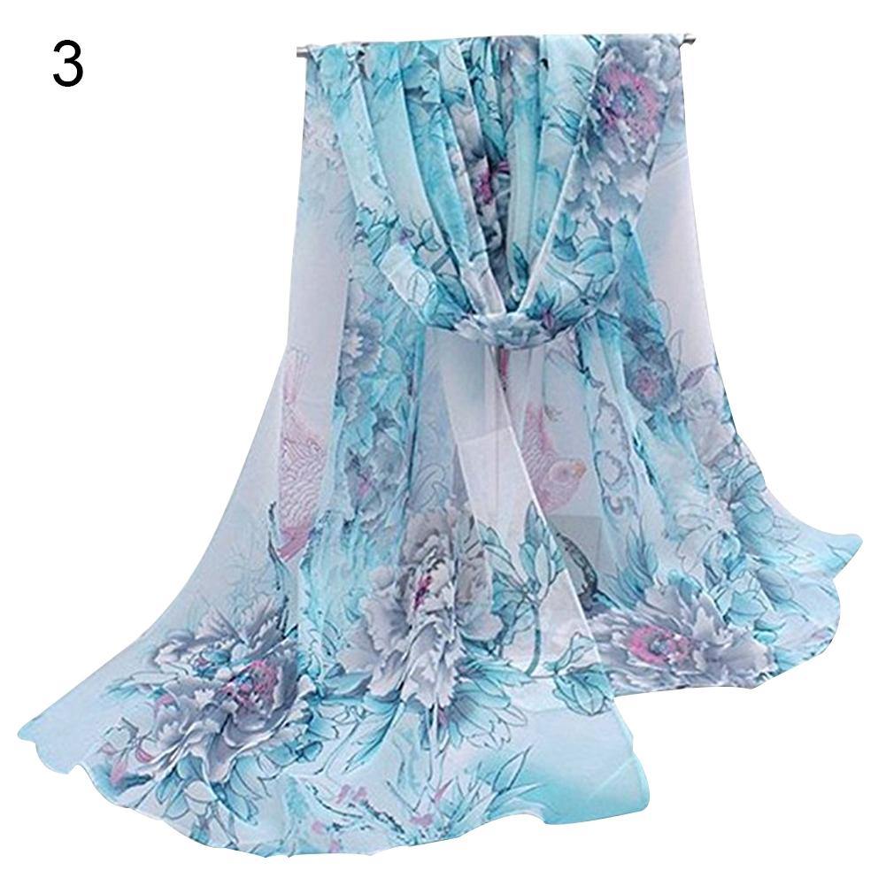 Lady Fashion Floral Pattern Soft Long Chiffon Muffle Charming Scarf Shawl Stole - MRSLM