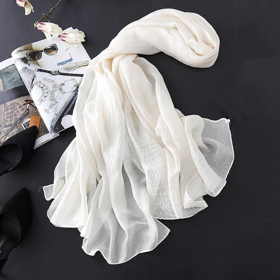 180x90cm Women Large Solid Color Linen Scarf Stole Wrap Shawl Fashion Accessory - MRSLM