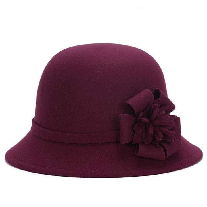 Ladies Felt Bowler Hats Floral Artificial Wool Fedoras Hats for Women Winter royal princess Caps Bonnet LQJ01094 - MRSLM