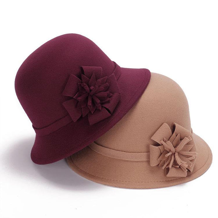 Ladies Felt Bowler Hats Floral Artificial Wool Fedoras Hats for Women Winter royal princess Caps Bonnet LQJ01094 - MRSLM