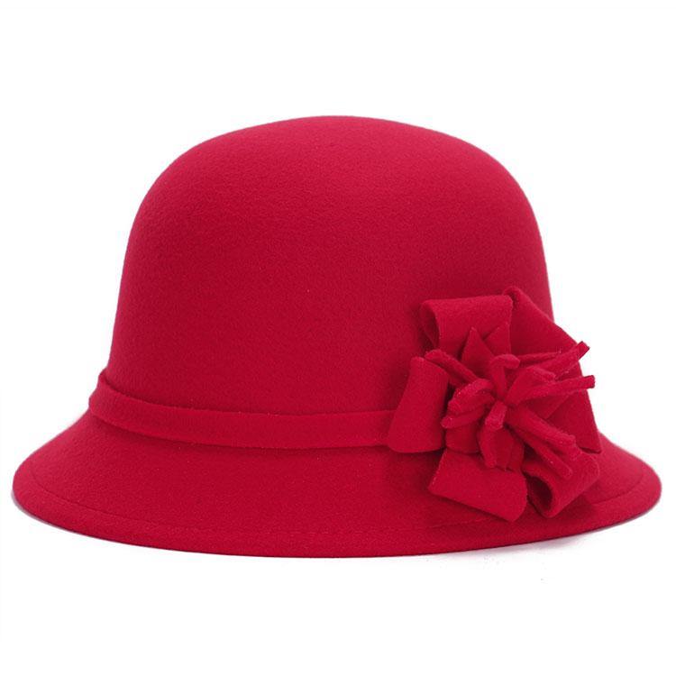 Ladies Felt Bowler Hats Floral Artificial Wool Fedoras Hats for Women Winter royal princess Caps Bonnet LQJ01094 - MRSLM