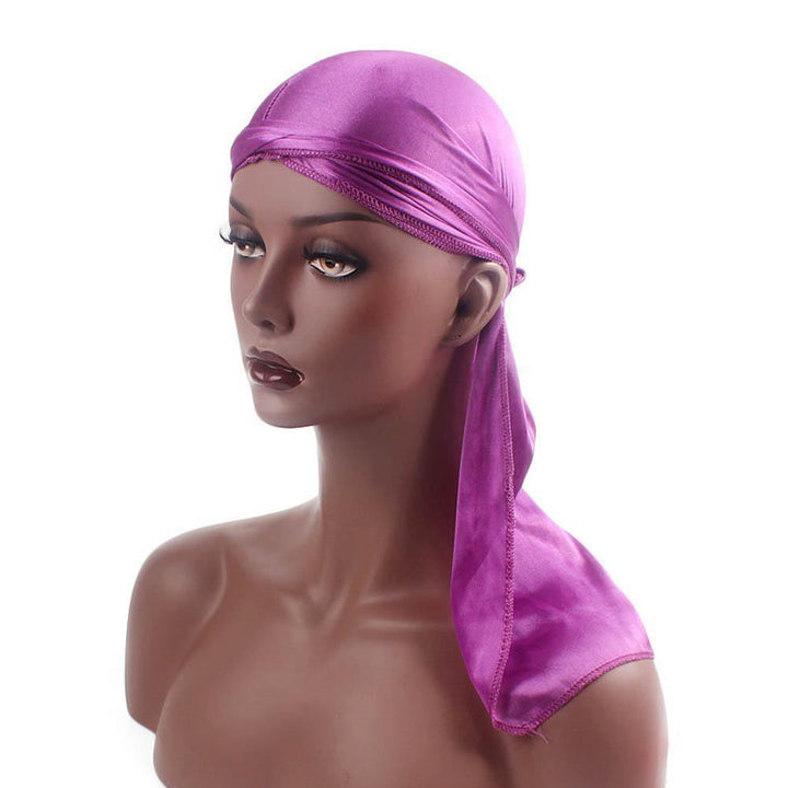 Solid Color Silky Bandanna Turban Hat Breathable Unisex Biker Headwear Headband - MRSLM