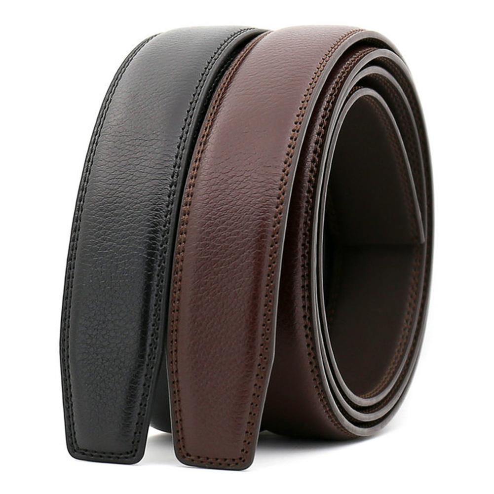 Business Men's Soft Faux Leather Belt No Buckle Wide Band Replacement Waistbelt - MRSLM