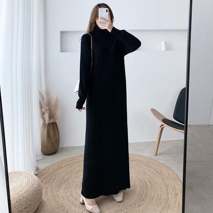 Black knitted dress long skirt - MRSLM