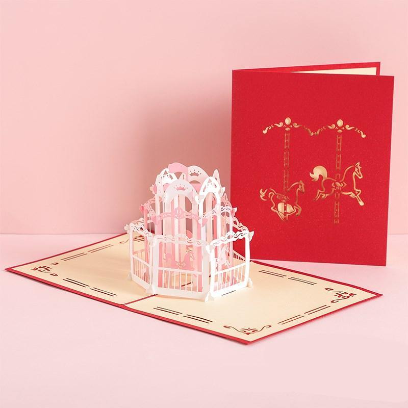 3D Laser Cut Handmade Sakura Kissing Lover Paper Invitation Greeting Card - MRSLM