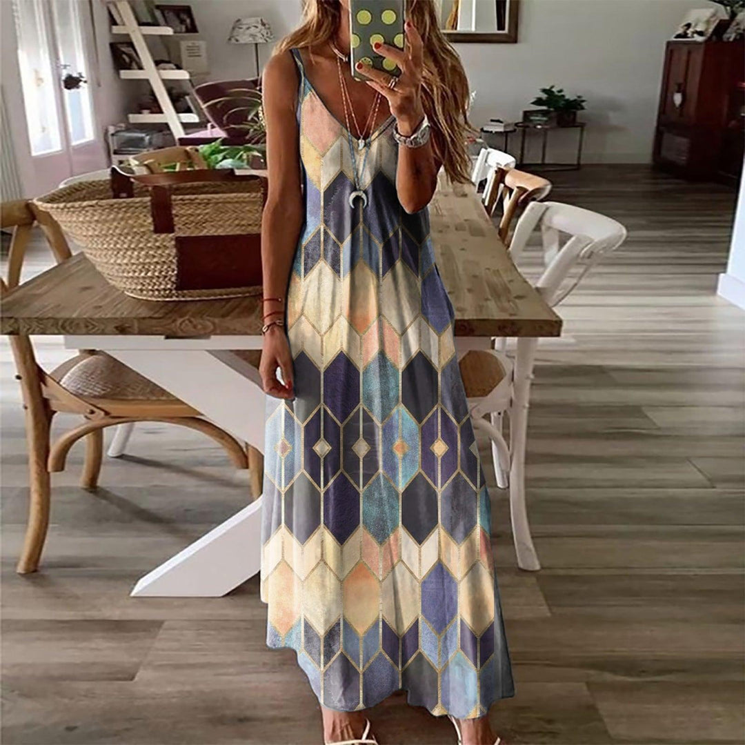 Summer Casual Printed Camisole Long Dress - MRSLM