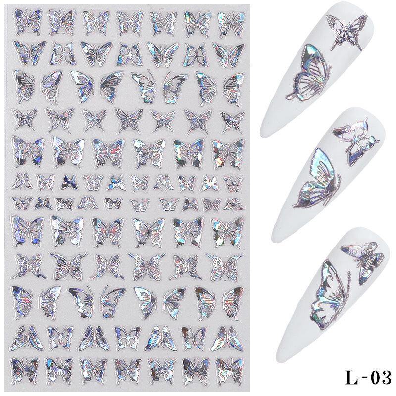 3D Holographic Nail Art Stickers Colorful DIY Butterfly Nail Transfer Decals - MRSLM