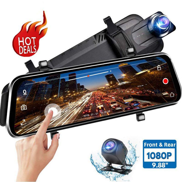 Front and Rear Dual Recording Rear View Mirror Dash Cam (Black Memory 2G 16G USB) - MRSLM