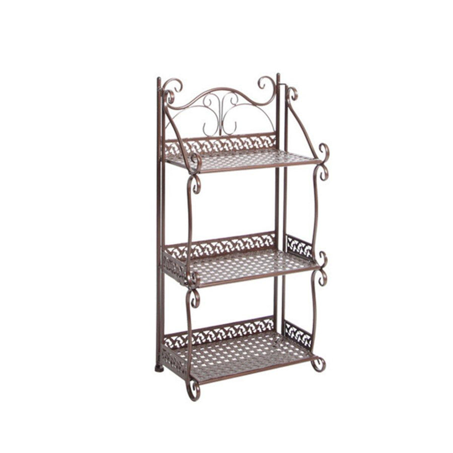 3 Layers Storage Rack Iron Art Shelf Multi Functional Kitchen Bathroom Corner Storage Rack for Home Decor Rack - MRSLM