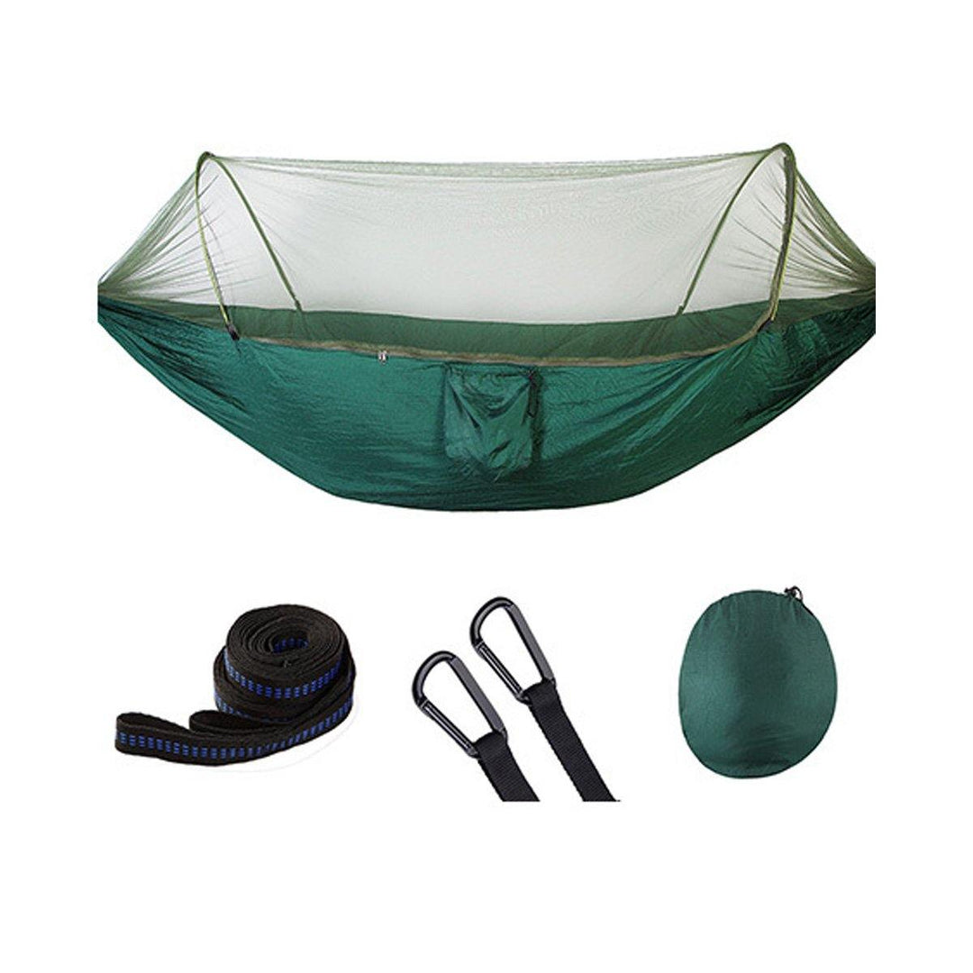 Anti-mosquito Parachute Nylon Hammock Outdoor Travel Camping Turn Over Tents (Dark Green) - MRSLM