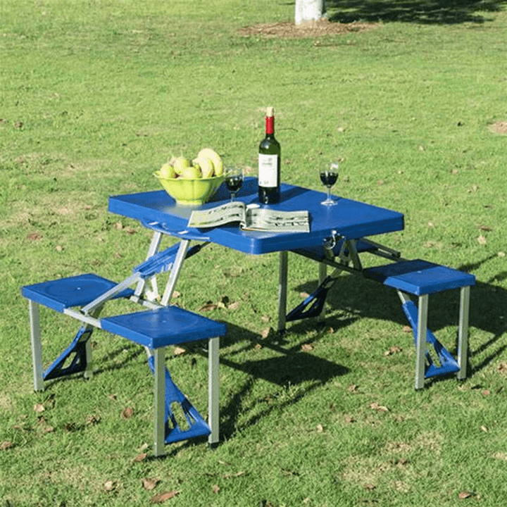 Aluminum Picnic Camping Foldable Table Bench Seat Outdoor Portable Folding 4-Seats - MRSLM