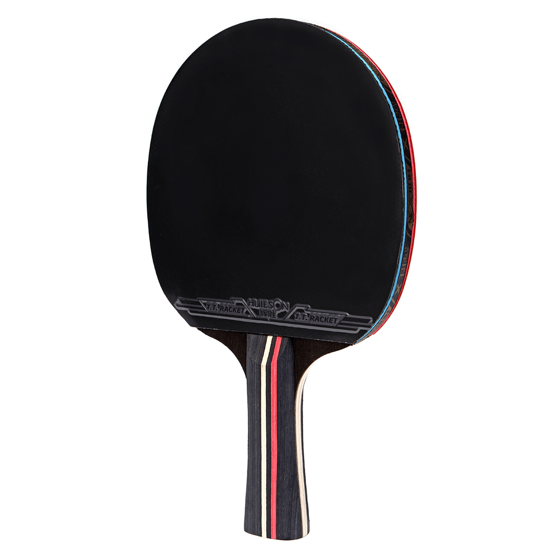 1 Pair Table Tennis Racket Wood Rubber Long/Short Handle Paddle Outdoor Sport Training Ping Pong Paddle Bat with 3 Balls - MRSLM