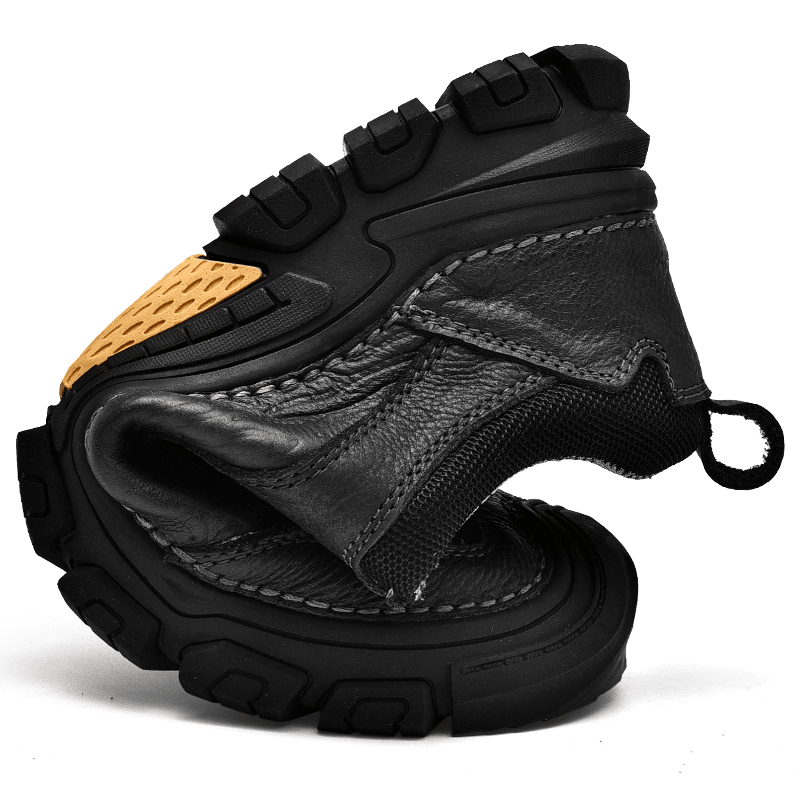 Men Genuine Leather Soft Sole Slip Resistant Comfy Sport Shoes Hiking Shoes - MRSLM