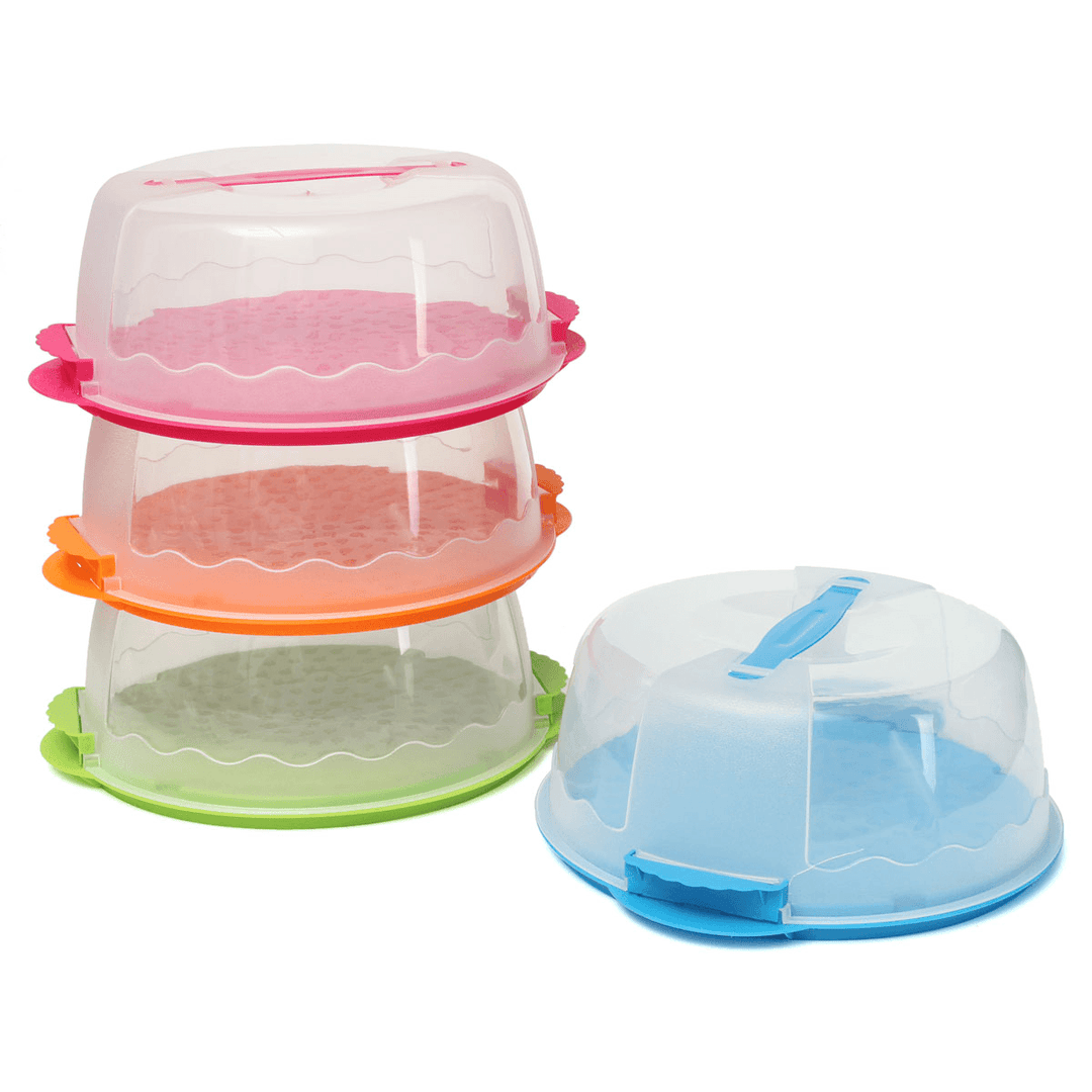 Portable Locking Cake Caddy Pretension Tub Cupcake Carrier Kitchen Storage Container - MRSLM