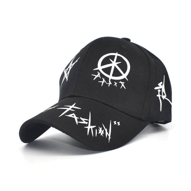 Black and White Color Matching Graffiti Baseball Cap - MRSLM