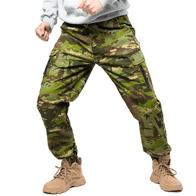 Camouflage Tactical Pants Lattice Fanshui 65 35 Plaid Tactical Pants Drawstring Feet - MRSLM