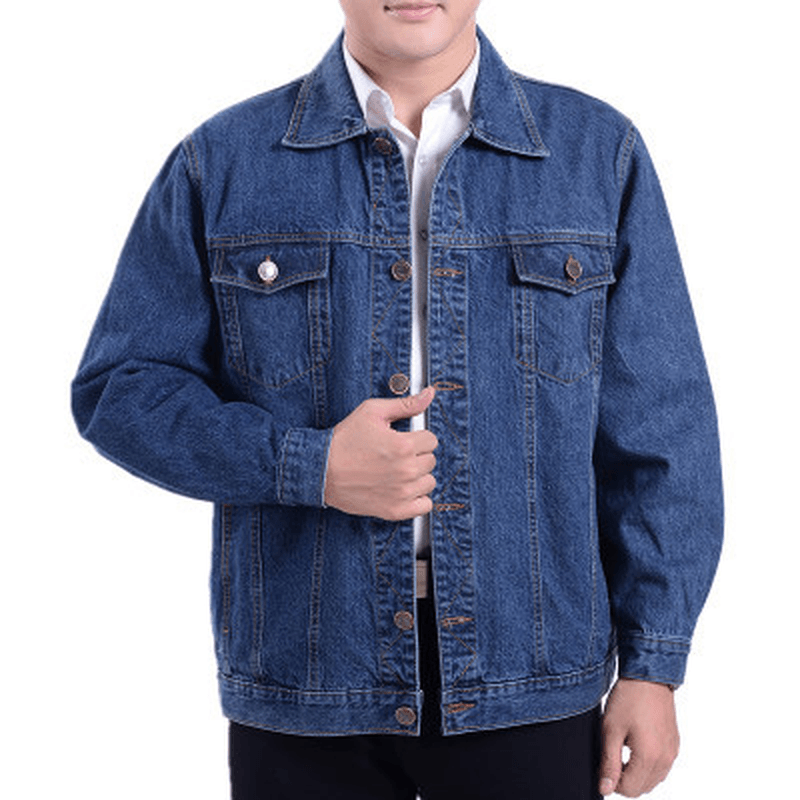 Mens Cotton Welder Anti-Static Tooling Overalls Turn down Collar Denim Coats - MRSLM