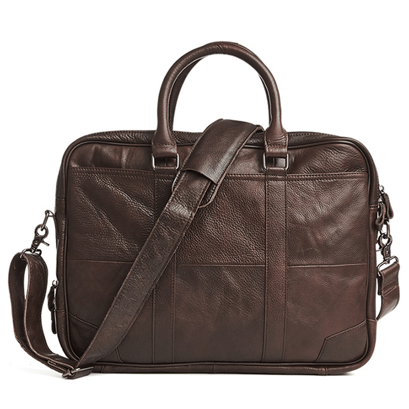 Genuine Leather Business Laptop Bag Briefcase Crossbody Bag - MRSLM