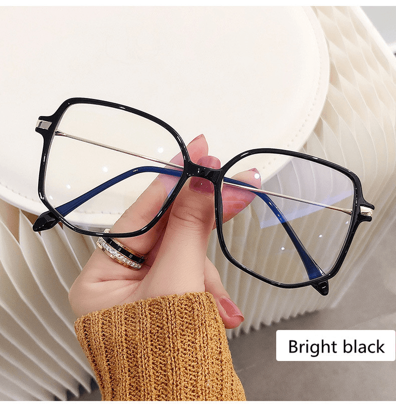 Anti-Blue Light Flat Mirror Ladies Retro Big Frame Glasses Frame - MRSLM