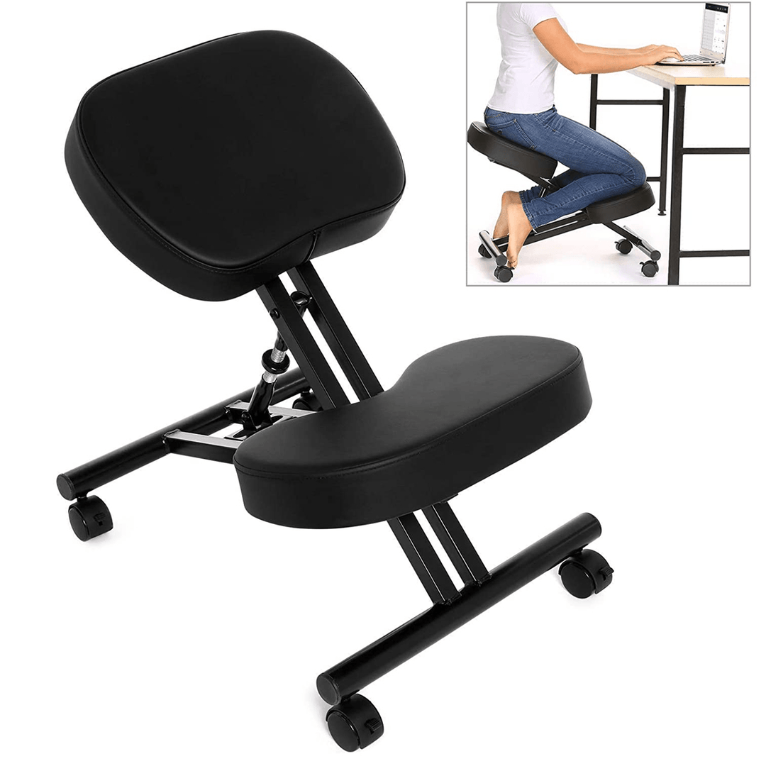 Kneeling Chair Corrective Seat Rollers Height Adjustable Stable Office Home Chair Knee Cushion - MRSLM