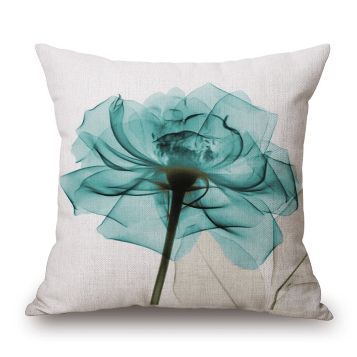 Ink Painting Flowers Cotton Linen Pillow Case Tulips Sofa Cushion Cover 45X45Cm - MRSLM