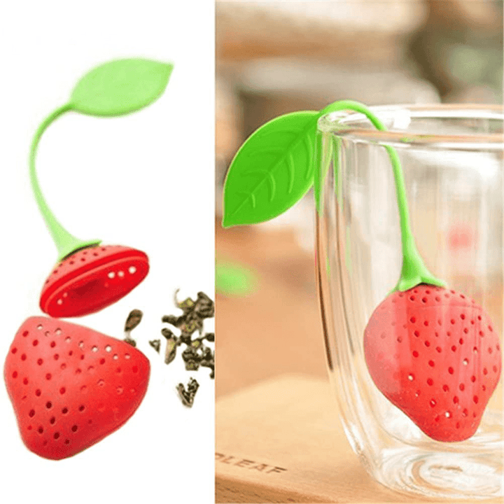 Strawberry Tea Strainer Tea Bags Silicone Loose-Leaf Tea Infuser Filter Diffuser Fun Cartoon Tea Accessories - MRSLM