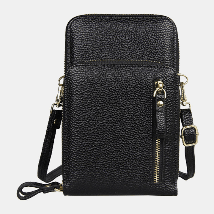 Women 8 Card Slots Solid Casual Phone Bag Crossbody Bag Shoulder Bag - MRSLM