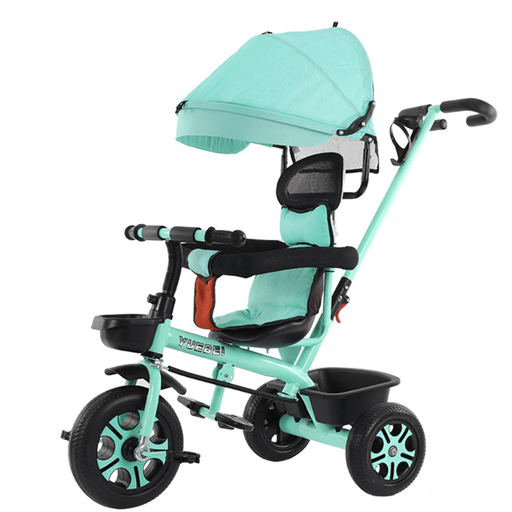 4 in 1 Adjustable Folding Baby Kid Stroller Bicycle 3 Wheel Ride Trike Push Bike - MRSLM