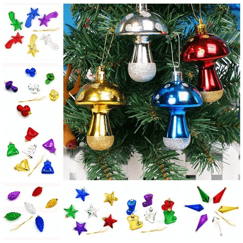 6Pcs Christams Xmas Tree Hanging Decoration Boots Stars Pine Cones - MRSLM