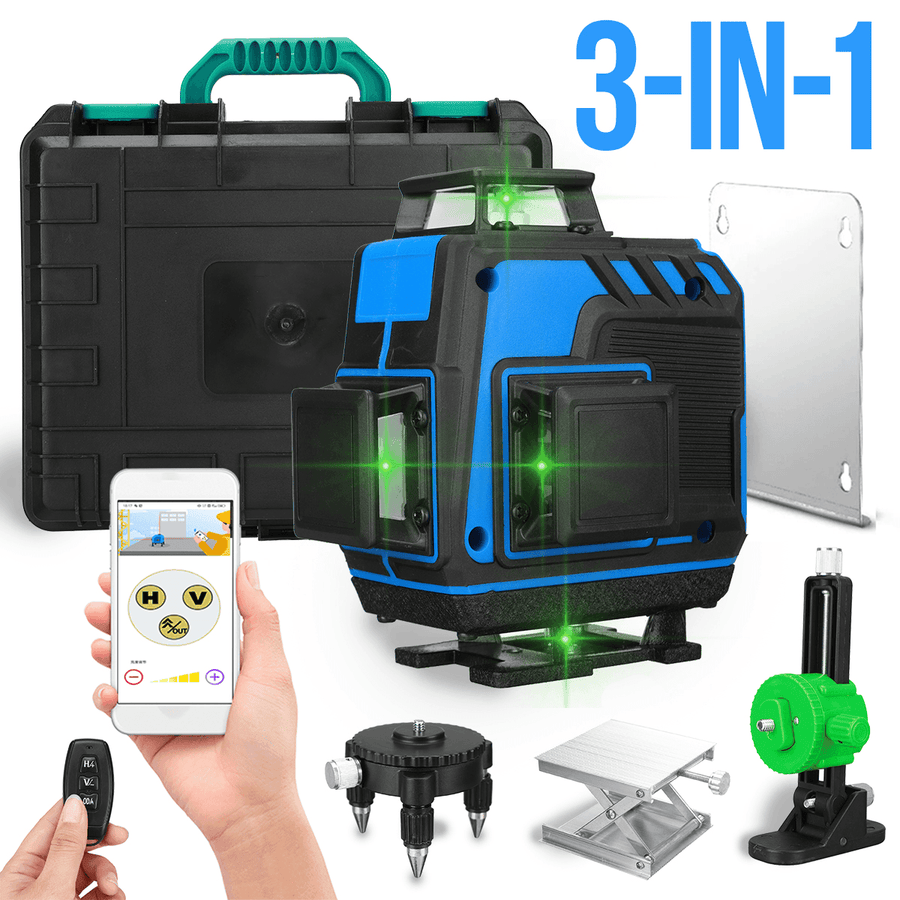 16/12/8 Lines Laser Level Meter 360° Horizontal Vertical Cross Green Light Automatic Self-Leveling Measurement - MRSLM