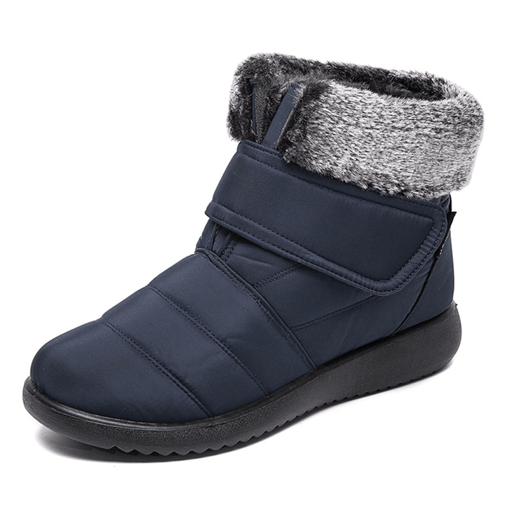 Women Large Size Warm Lined Hook Loop plus Velvet Ankle Snow Boots - MRSLM