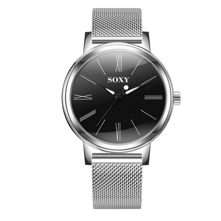 SOXY 0160 Casual Style Men Wrist Watch Stainless Steel Needle Buckle Quartz Watch - MRSLM