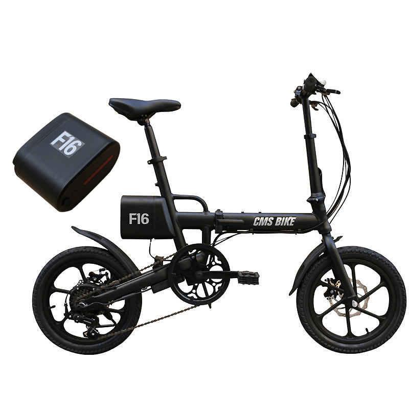 CMSBIKE F16 Extra Battery Set 36V 7.8AH 250W Black 16 Inches Folding Electric Bicycle 20Km/H 65KM Mileage Intelligent Variable Speed System with an Extra Battery - MRSLM