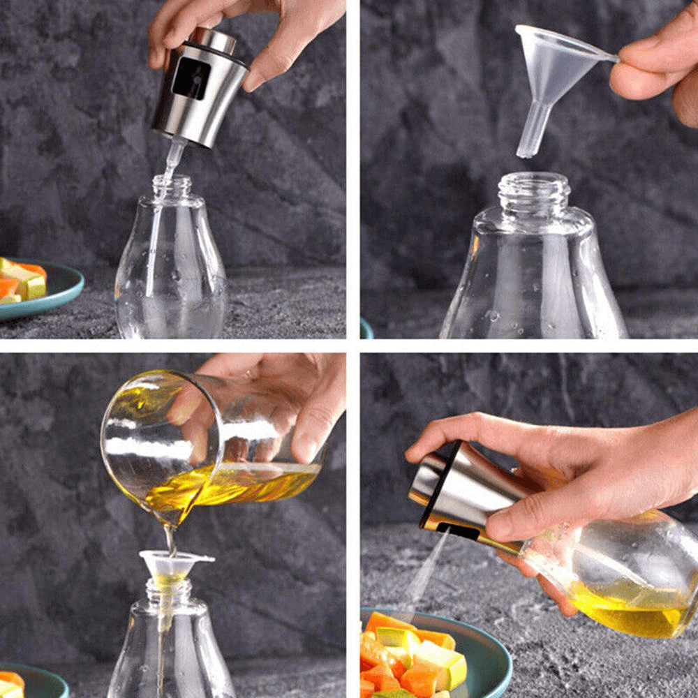 Olive Oil Sprayer Leak-Proof Oil Sprayer Vinegar Cooking Glass Bottles Dispenser Kitchen Cooking Baking BBQ Tool - MRSLM