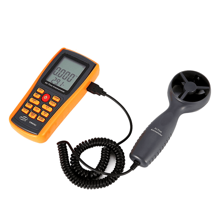 GM8902 0-45M/S Digital Anemometer Wind Speed Meter Air Volume Ambient Temperature Tester with USB Interface - MRSLM