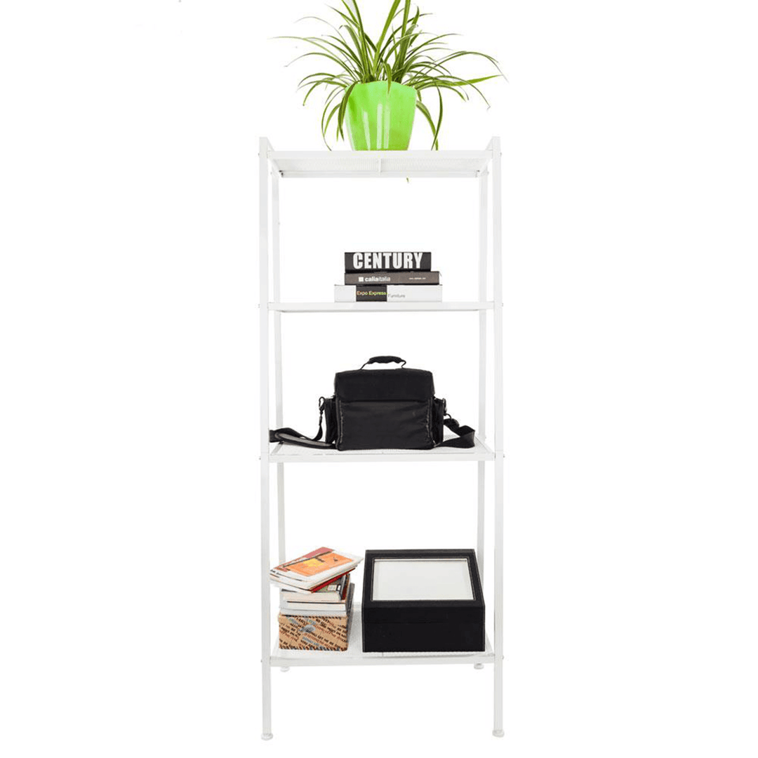 4 Tiers Wall Leaning Ladder Shelf Bookcase Bookshelf Storage Rack Shelves Storage Stand Unit Organizer for Office Home Bedroom Living Room - MRSLM