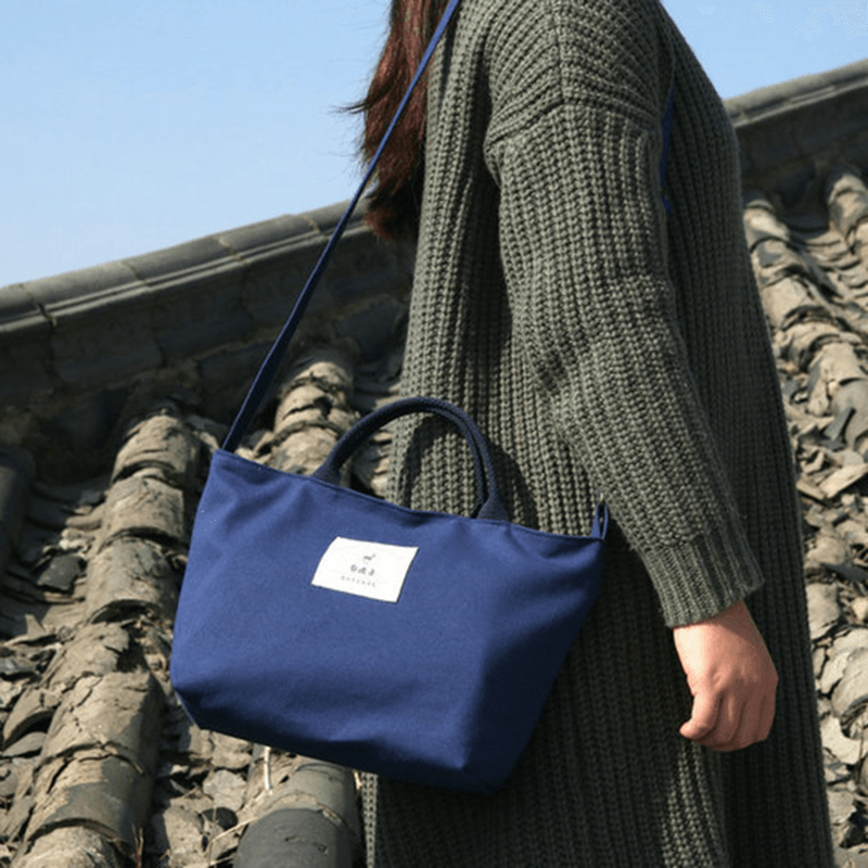 Women Canvas Solid Casual Women Shopping Bag Handbag Daily Bag - MRSLM