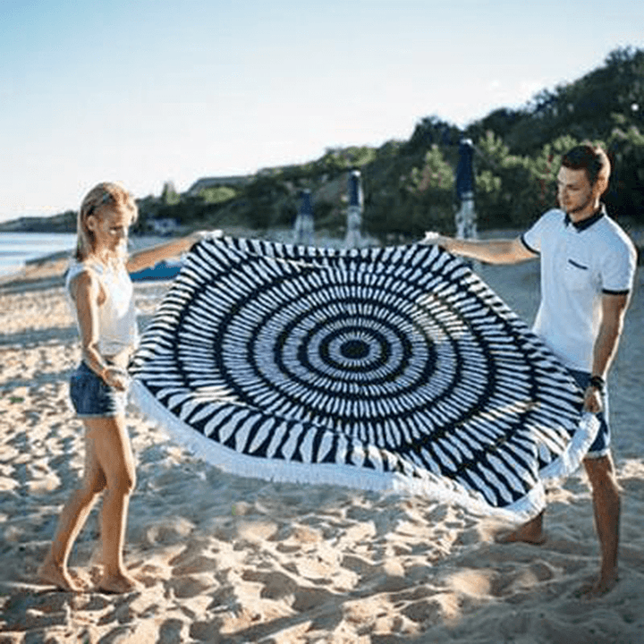 Honana WX-992 150Cm Bohemian Style Thin Tassel Beach Towel Mandala round Silk Scarf Bed Sheet Tapestry - MRSLM