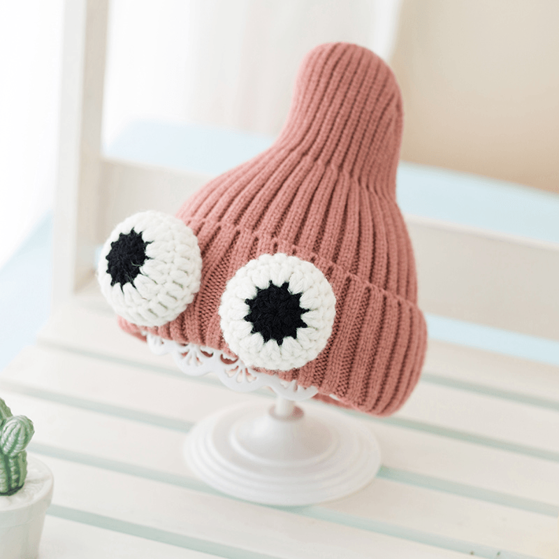 Autumn and Winter Baby Hats Korean Version of Big Eyes Girls Knitted Hats Boys Ear Protection Warm Hats Children'S Woolen Hats - MRSLM