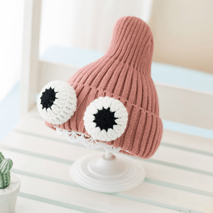 Autumn and Winter Baby Hats Korean Version of Big Eyes Girls Knitted Hats Boys Ear Protection Warm Hats Children'S Woolen Hats - MRSLM